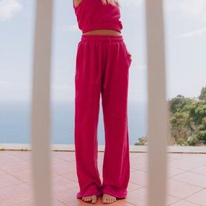 Daily Drills Pink Terry High Waist Post Sun Pants